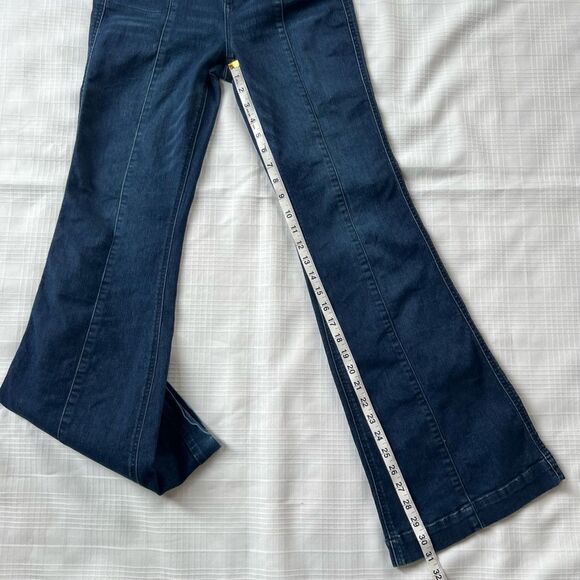 Y2K Altar’d State High Waist Wide Flare Bell Denim Dark Wash Boho Jeans Size 27 - Picture 7 of 11